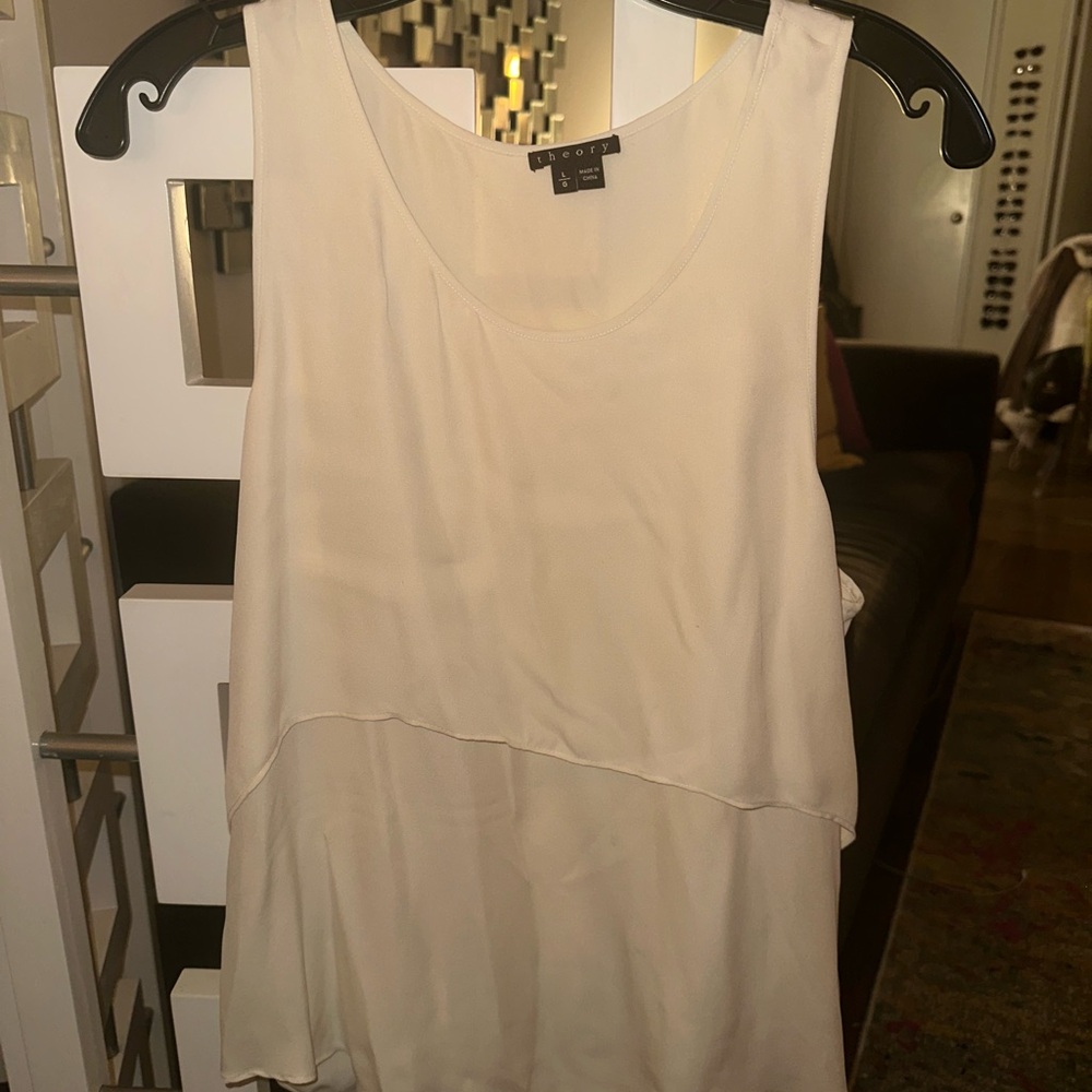 Theory Ivory Layered Sleeveless Blouse